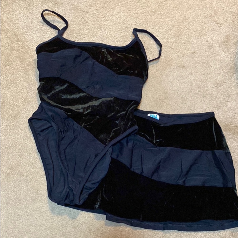 Elegant Black Velvet Swimsuit Set